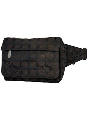 Chanel New Travel Line Waist Bag Nylon Jacquard Dark Brown